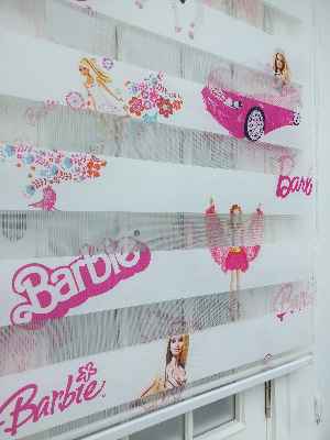 Barbie Kız Çocuk Odası Zebra Perde- Pembe