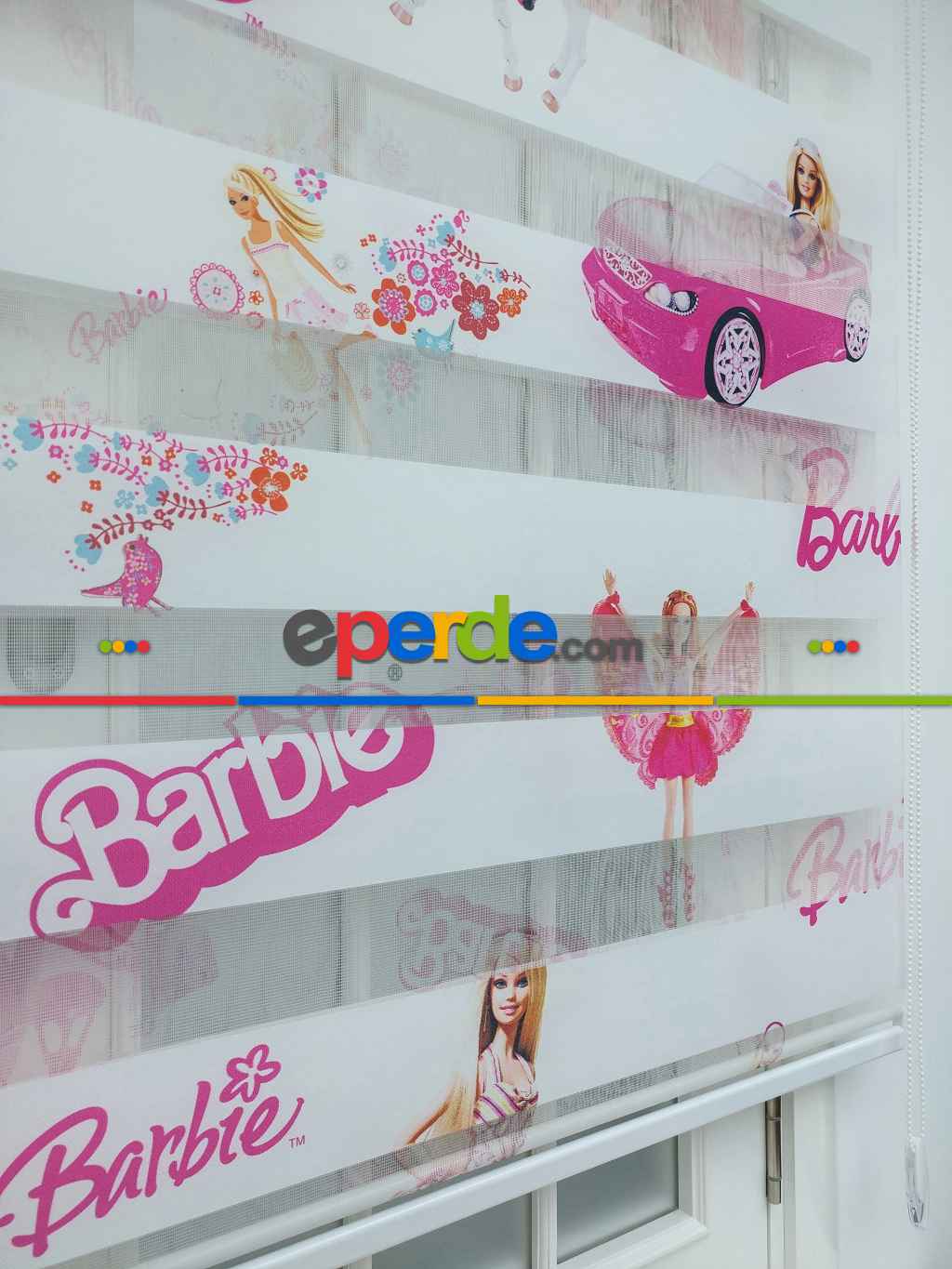 Barbie Kız Çocuk Odası Zebra Perde- Pembe