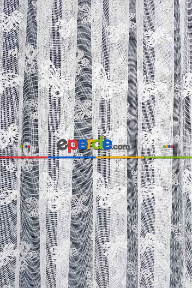 Çocuk Odası - Kelebek Desenli Örme Tül Perde