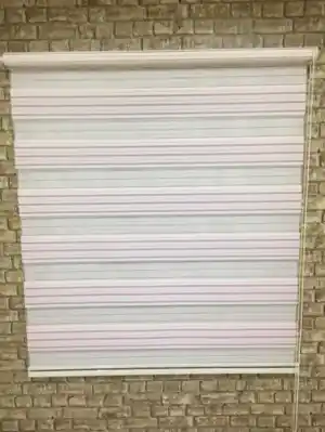 Pembe Krem Piliseli Zebra Perde- Çok Renkli 3