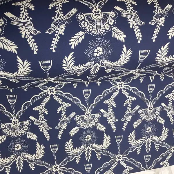 Lacivert Beyaz Kuş Desenli Fon Perde Evm716 Kumaşı Kalındır Duck Bezi Değildir- Lacivert-Beyaz