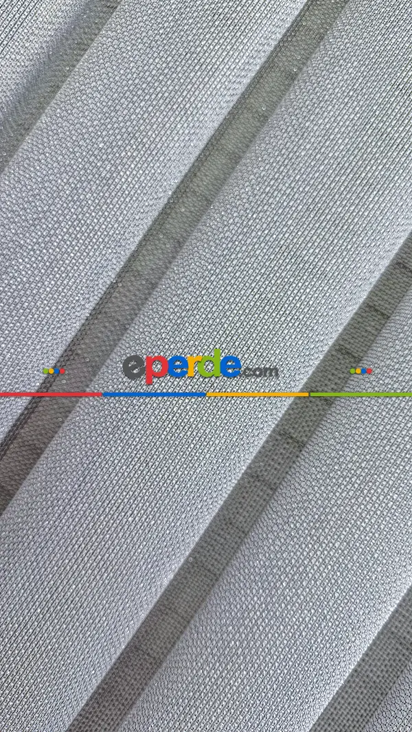 Salon - Gri Keten Gümüş Simli Tül Perde - Ağır Gramajlı Premium