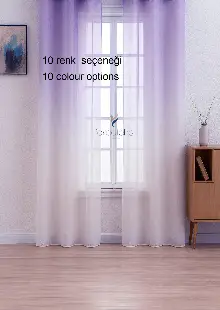 Lila Renk Renkli Degrade Rustik Tül Perde