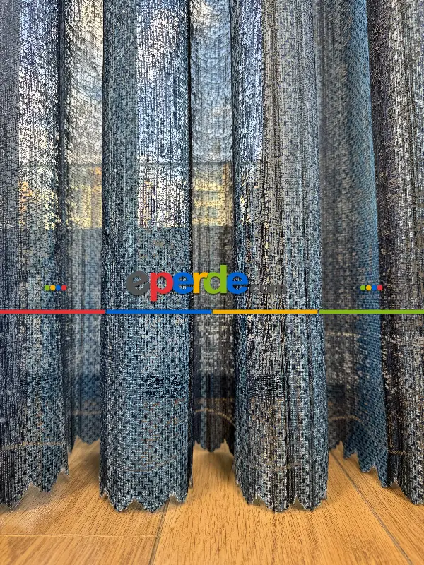 Salon - Mavi Degrade Geçişli Tül Perde, Fransız Örme Tül