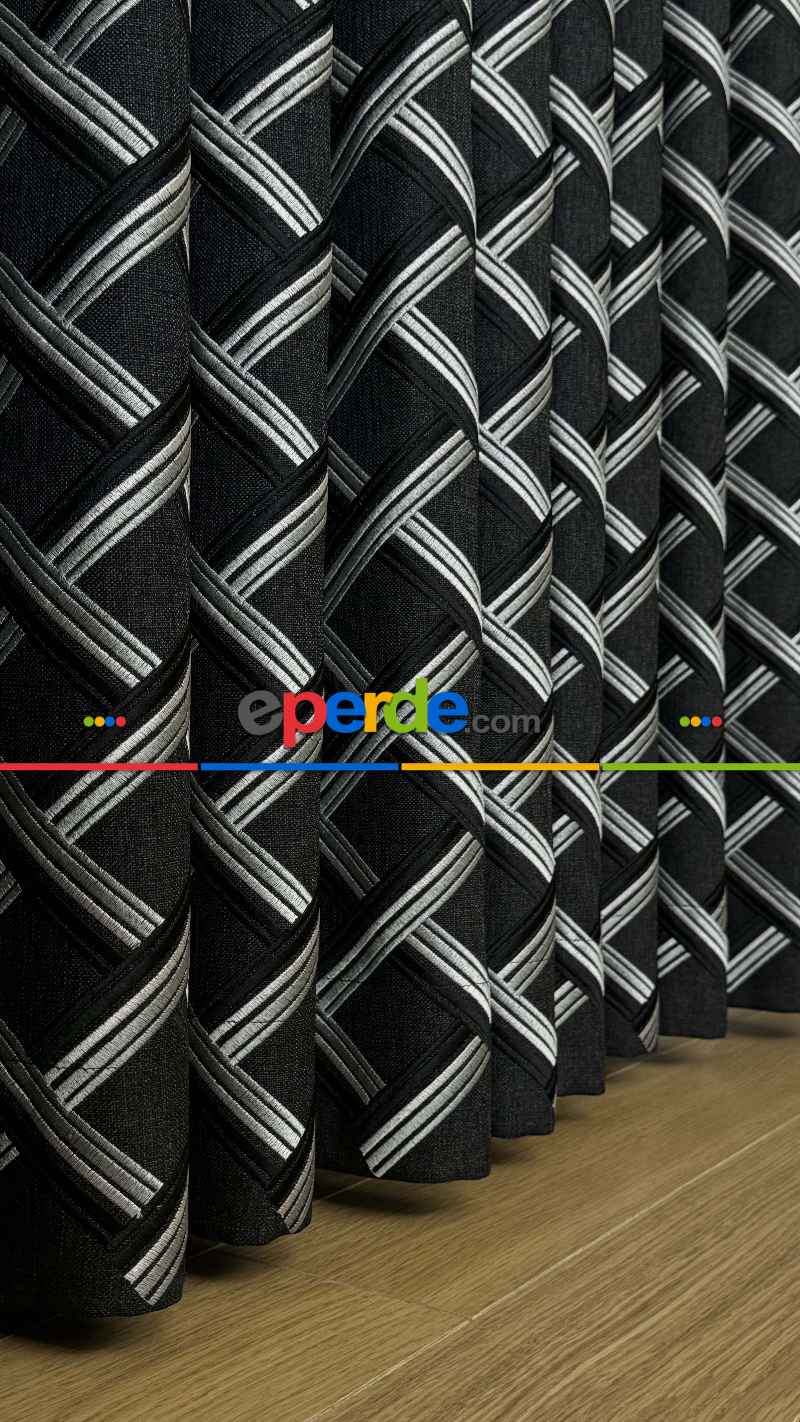 Chanan Gri Antrasit Pano Hasır Keten Jakar Dokuma Fon Perde