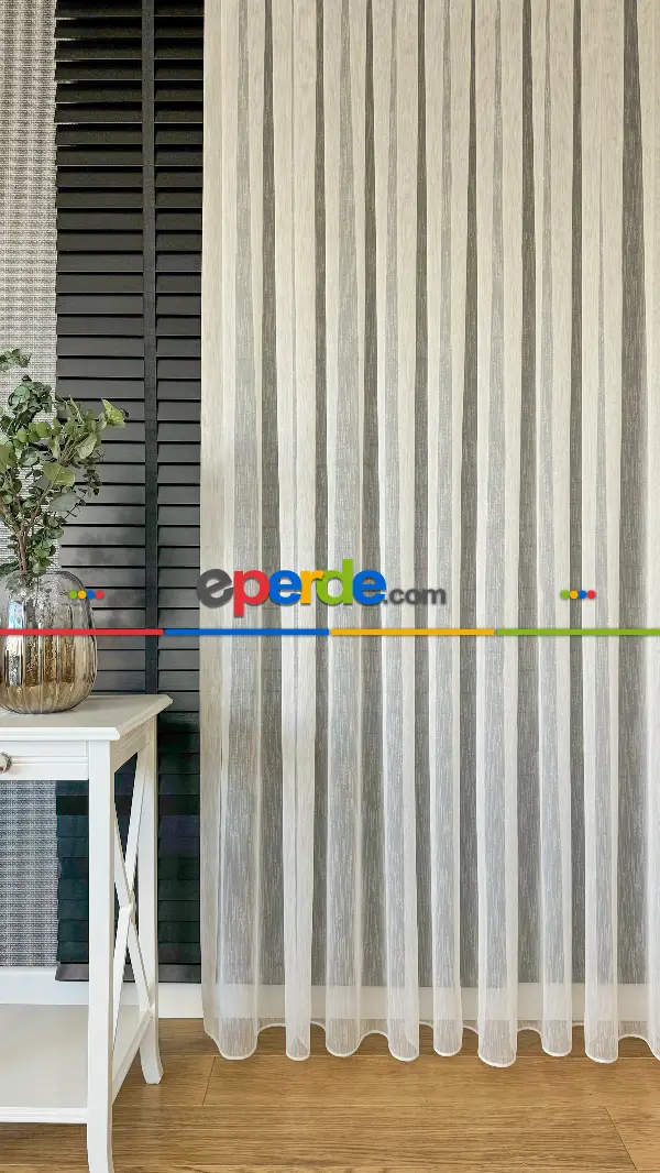 Bebek Odası Tül Perde - Ütü İstemeyen Koyu Krem Keten Şantuk Tül Perde - Armür Dokuma Kurşunlu Tül Perde