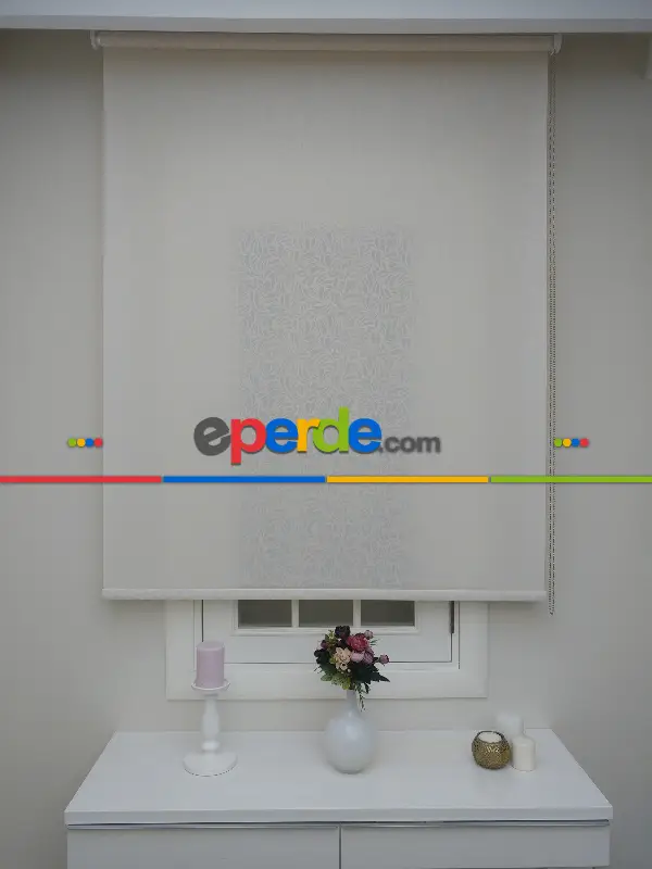 Salon Stor - Altın Simli Desenli Stor- Beyaz-altın Simli- Çok Renkli 2