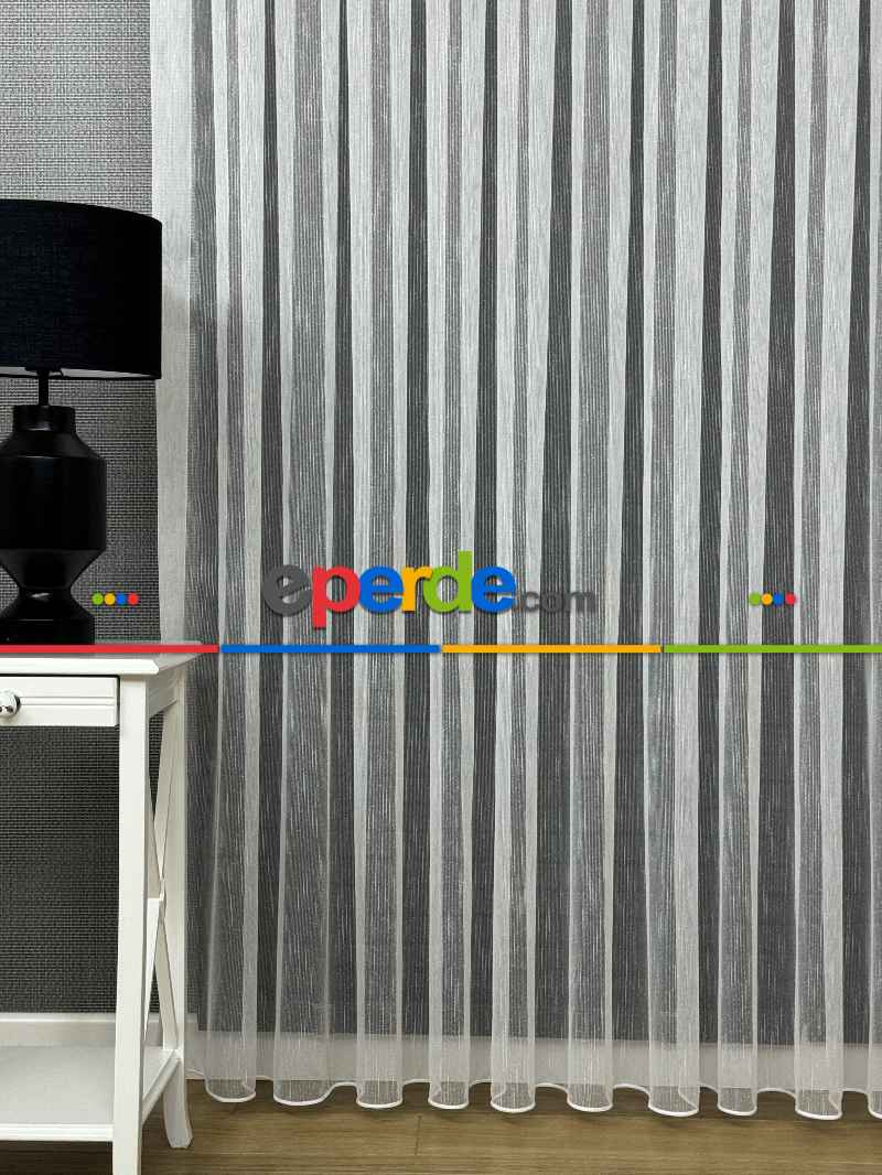 Mutfak Tül Şantuk İplikli Düz Tül - Ütü İstemez - Kurşunlu Tül