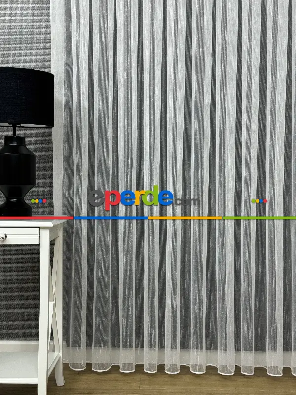 Şantuk İplikli Düz Tül - Ütü İstemez - Kurşunlu Tül