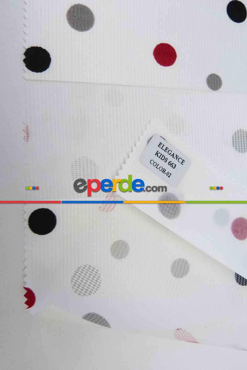 Renkli Basklı Çocuk Odası Zebra Perde- Siyah-kırmızı Koyu