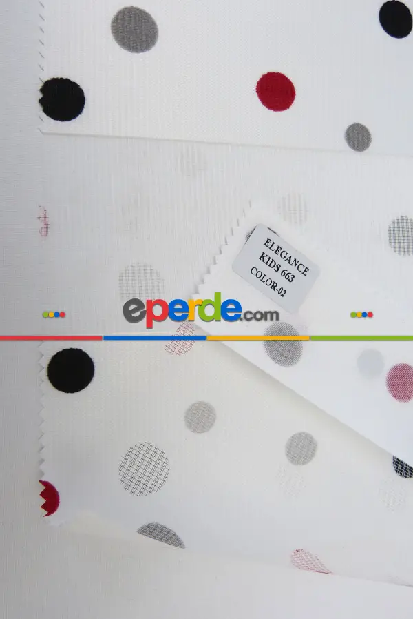 Renkli Basklı Çocuk Odası Zebra Perde- Siyah-kırmızı Koyu