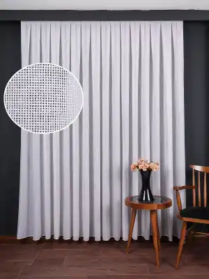 Hazel Beyaz-kahverengi Detaylı Keten Düz Tül Perde Gramajlı