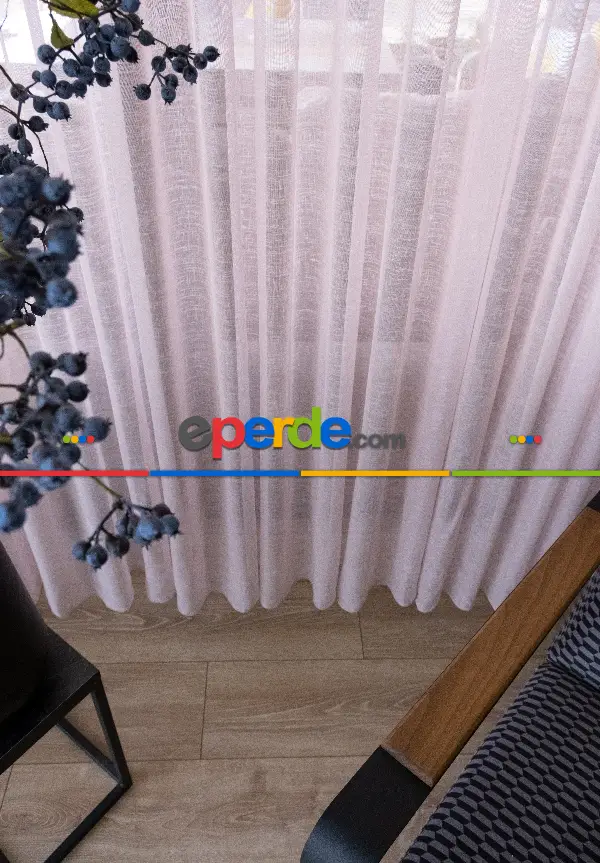 Çocuk Odası - Naturel Keten Tül - Pudra Pembe