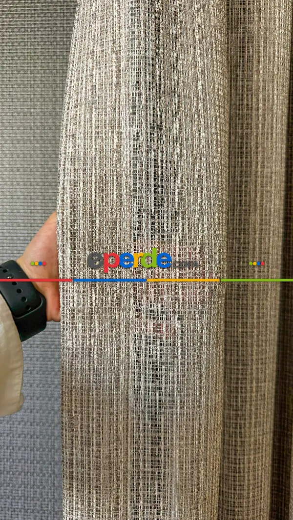 Mutfak Tül Açık Kahve Özel Dokuma, Özel İplik Keten Düz Tül Perde - Ağır Gramajlı Premium