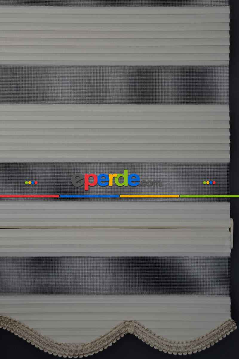 Mutfak - Halim Perdesan Dp-02 Ekru Renk Etekli Veya Eteksiz Dar Pliseli Zebra Stor Perde