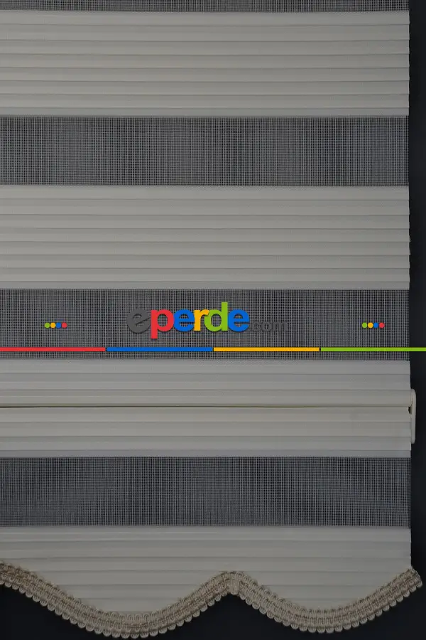 Halim Perdesan Dp-02 Ekru Renk Etekli Veya Eteksiz Dar Pliseli Zebra Stor Perde