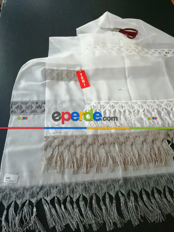 Yeni Sezon Keten Fantazi Brode Tül Perde - 3 Renk Seçenekli
