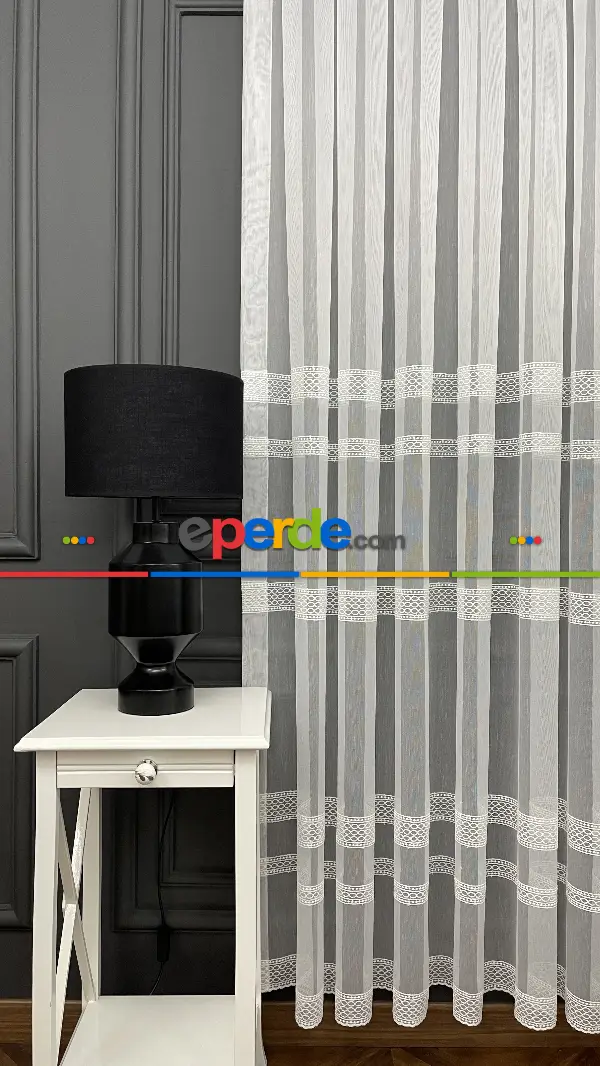 Oturma Odası - Premium Seri Trend Perde Modelleri 2023-kabartma Atlas İplikle Nakışlı İşleme Tül Perde 04