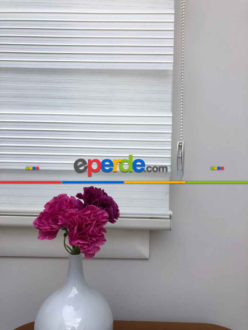 Oturma Odası - Yüksek Kalite Plise Zebra Perde - Ekru Renk- Ekru