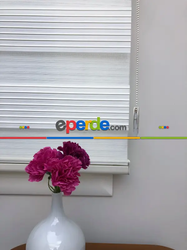 Oturma Odası - Yüksek Kalite Plise Zebra Perde - Ekru Renk- Ekru