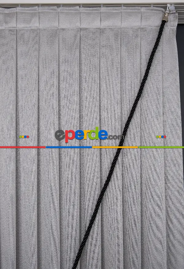 Gri Monalisa Yalancı Kruvaze - Halat İle Tülden Fon - Yana Toplamalı Tül - Kordon Toplama Tül - Çift Veya Tek Kanat - Aksesuar İlave Ücretlidir - Kurşunlu Tül