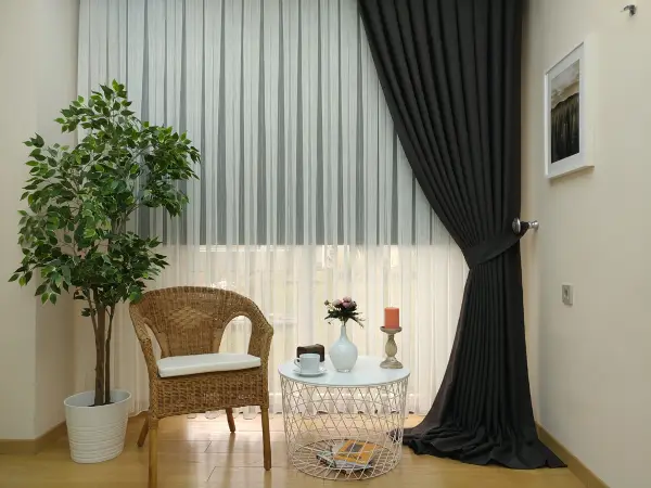 Yatak Odası - Keten Füme Antrasit Renk Düz Fon Perde (  )- Füme