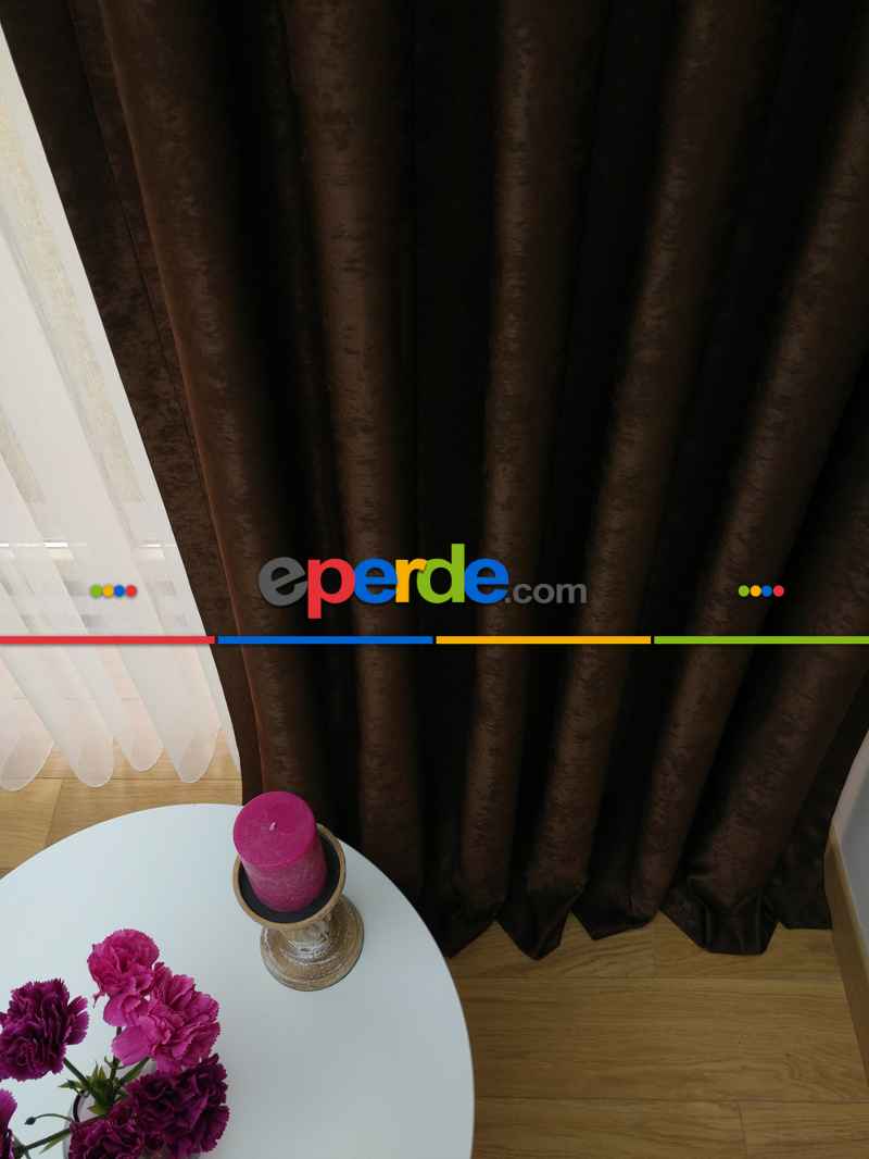 Soft Koyu Kahve Fon Perde Geniş En (285)- Kahve