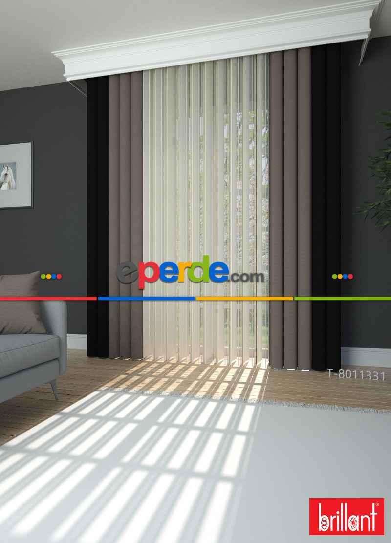 Brillant Akıllı Tül Siyah-bronz Kahve Perde Tül Dikey Zebra Perde Düz 1. Kalite