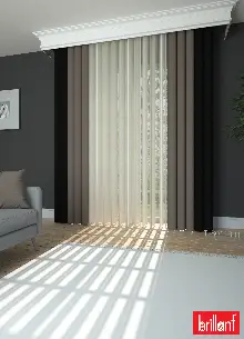 Brillant Akıllı Tül Siyah-bronz Kahve Perde Tül Dikey Zebra Perde Düz 1. Kalite