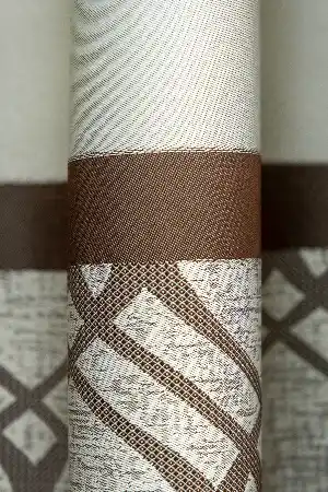 Modern Pano Fon Perde Bantlı Çift Renk - 503- Bej-kahve-taş Rengi