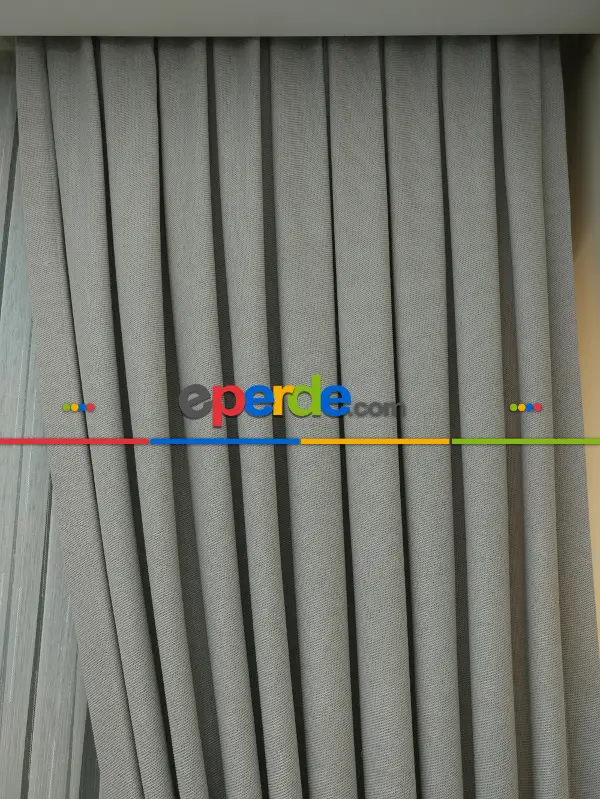 Pudra - Düz Fon Perde ( En 180cm Dökümlü Fon Perde)- Gri-füme-antrasit-bej