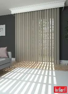 Brillant Akıllı Tül Perde Açık Kahverengimsi Gri Renkli Tül Dikey Zebra Perde Düz 1. Kalite