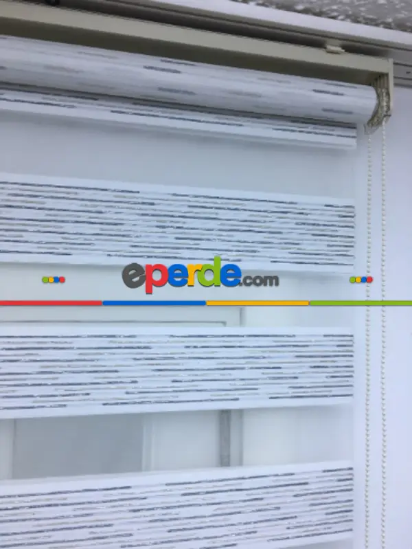 Gri Gümüş Simli Jakar Çizgili Zebra Perde- Gri-füme-antrasit-beyaz-bej-gümüş Simli