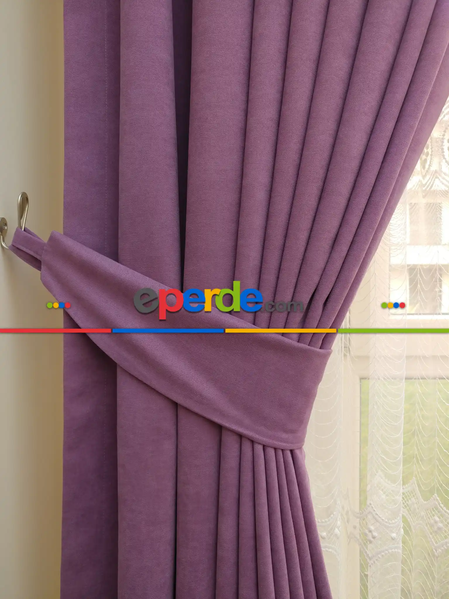 Koyu Lila Düz Fon Perde (dökümlü Fon )- Lila Koyu Lila