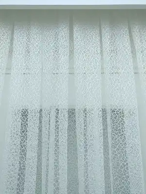 Örme Desenli Tül Perde ( Hazır Ölçü 1/2.5 Normal Pile )- Ekru 200cm X 195cm 