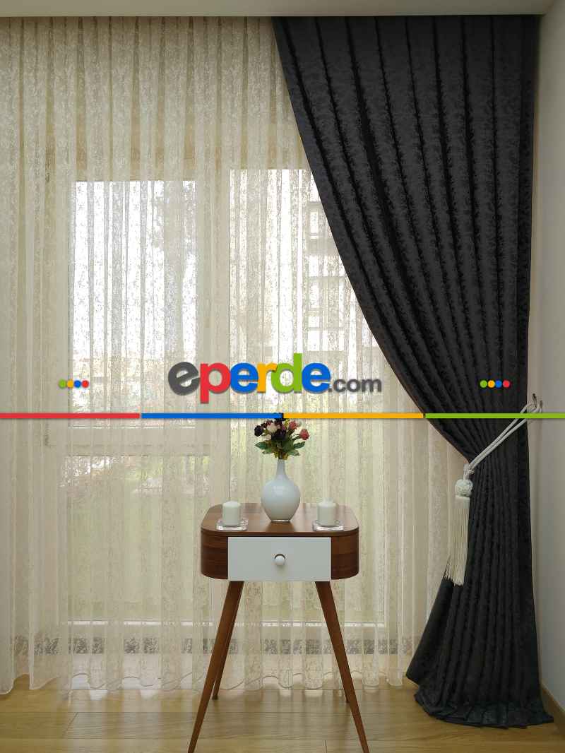 Acı Kahve Rengi Duz Jakar Fon Perde (150)- Acı Kahve