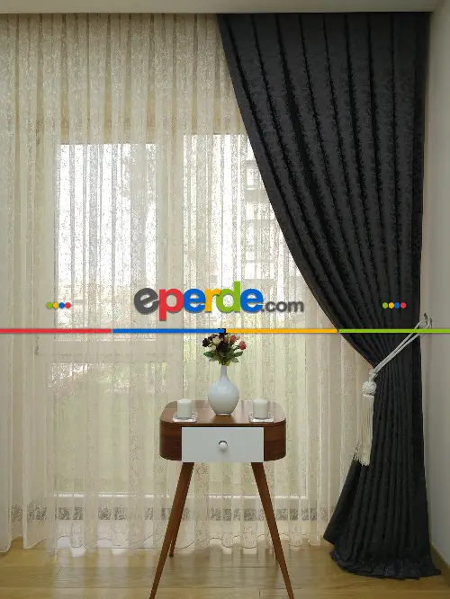 Acı Kahve Rengi Duz Jakar Fon Perde (150)- Acı Kahve