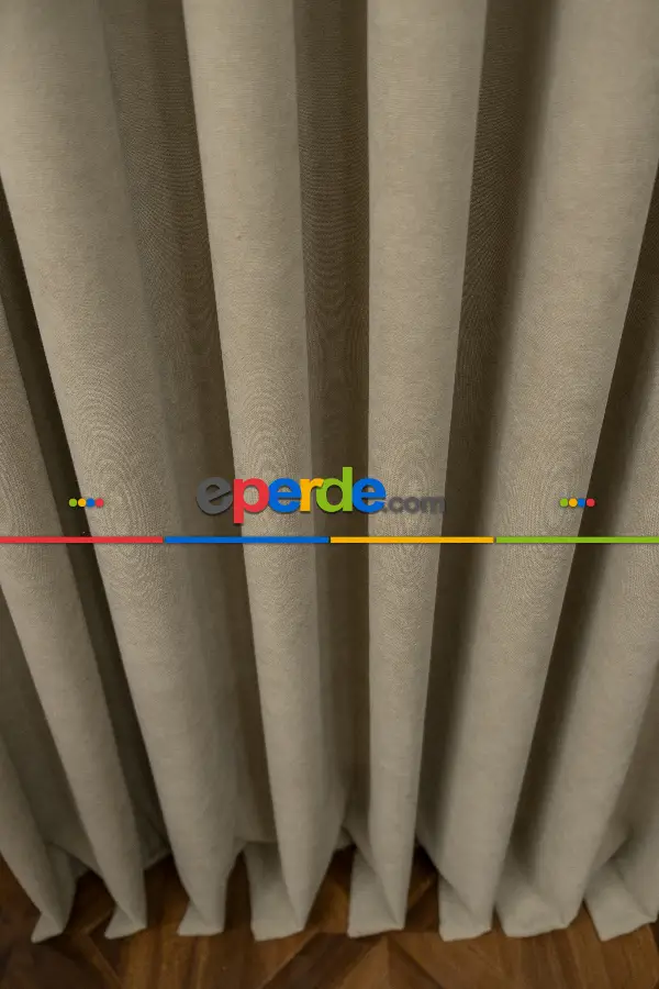 Taş Rengi Düz Fon Perde Dökümlü Fon Perde