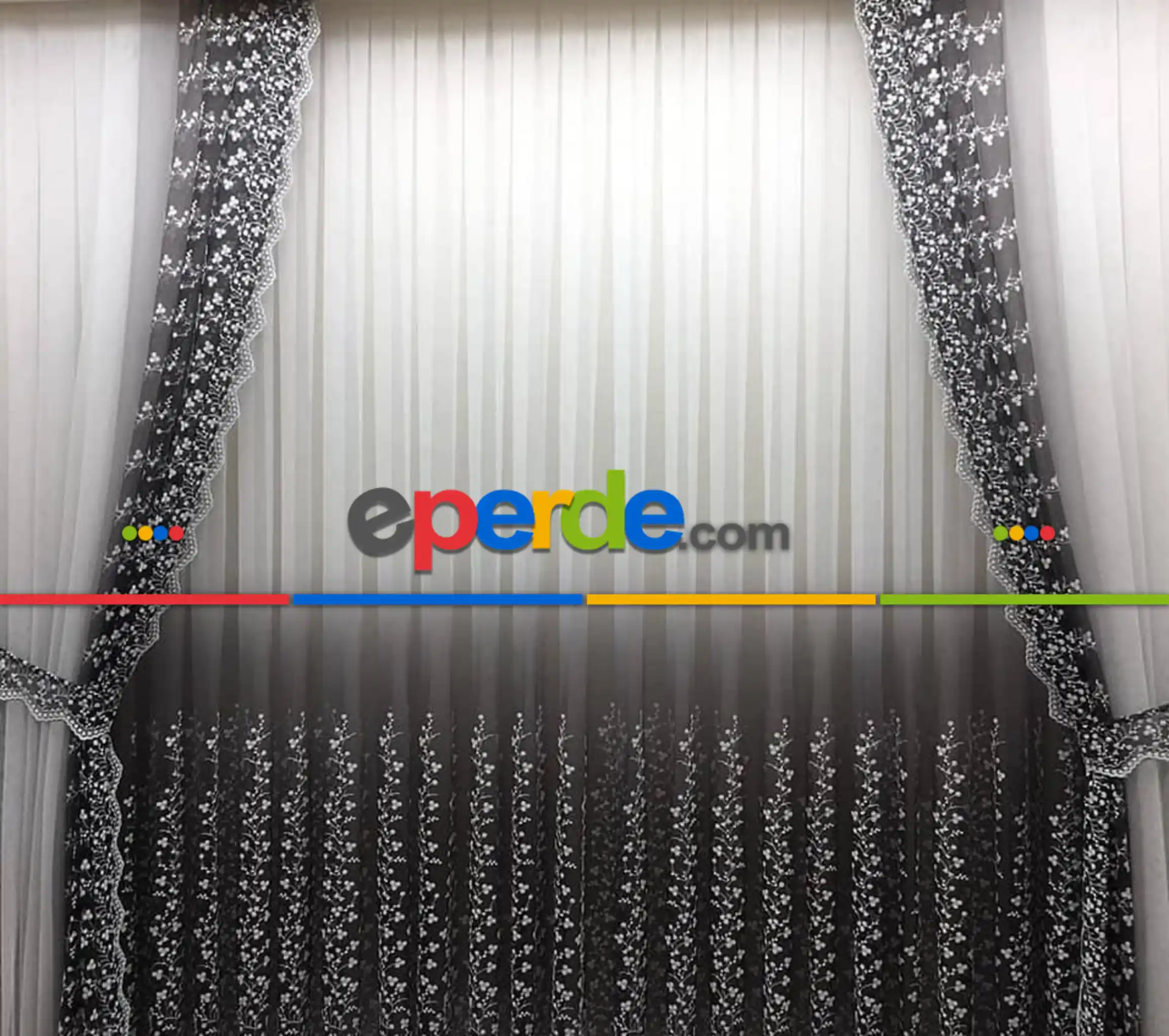 Salon - Etek Geniş Desenli Tasarım Tül