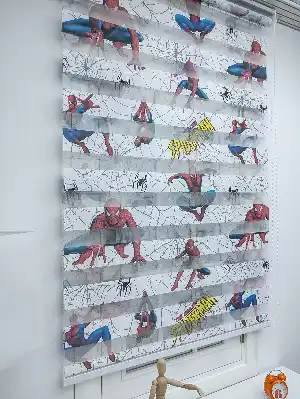 Zebra Perde- Dijital Spıderman Örümcek Adam Baskılı Zebra Perde- Mavi-kırmızı-sarı