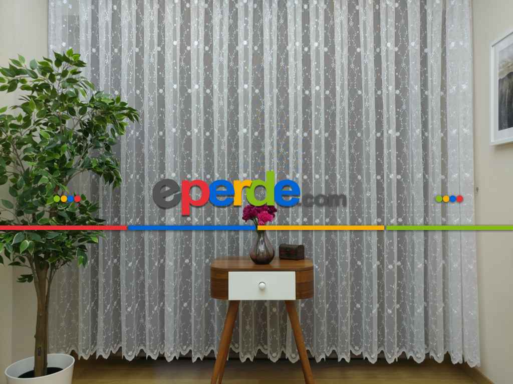 Pullu Perde- Beyaz