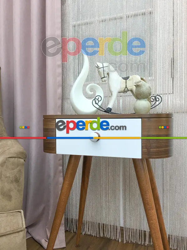Pudra Pembe Bukle İp Perde- Pembe Pudra Pembe