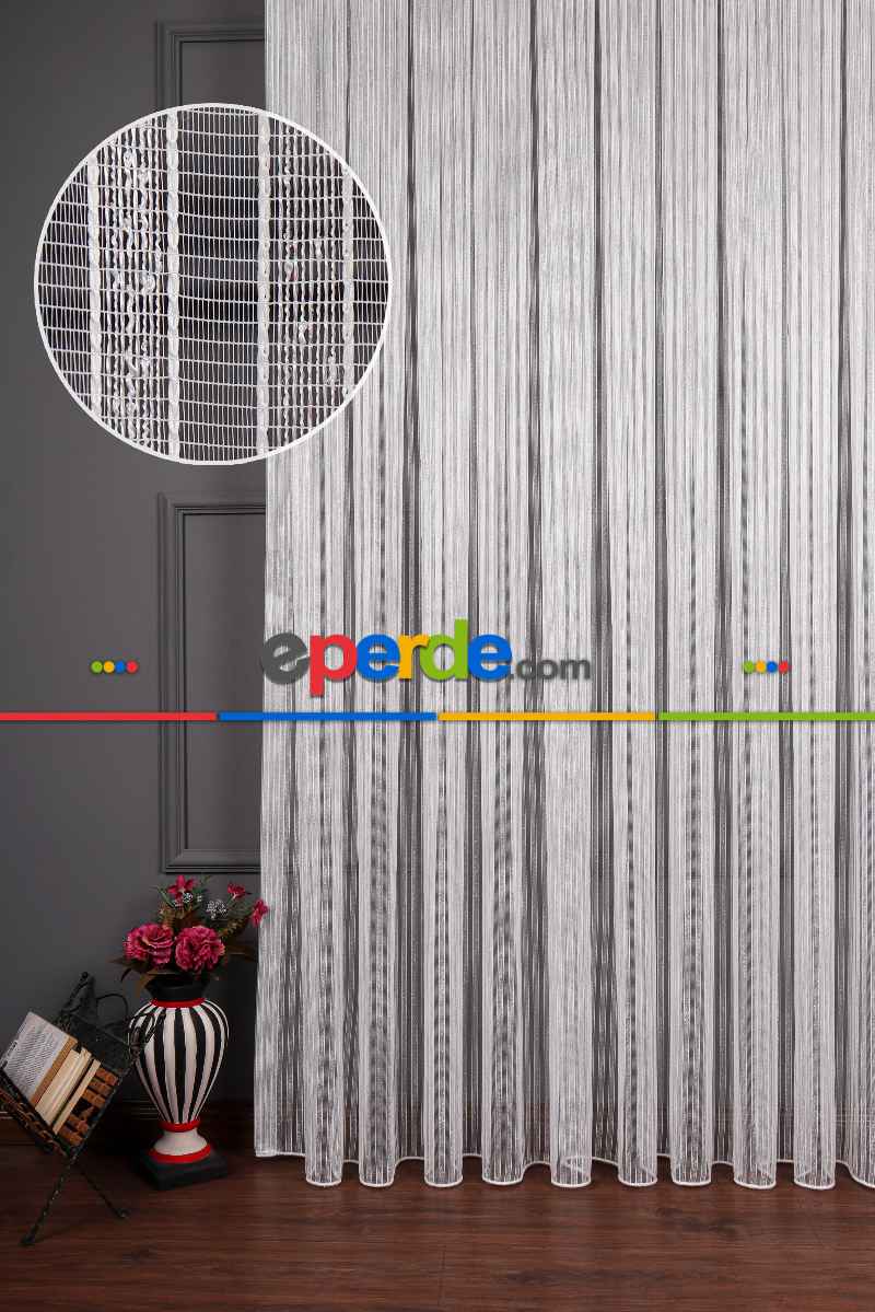 Salon Tül Modelleri - Şerit Keten Armür Düz Tül Perde Akdz 1028