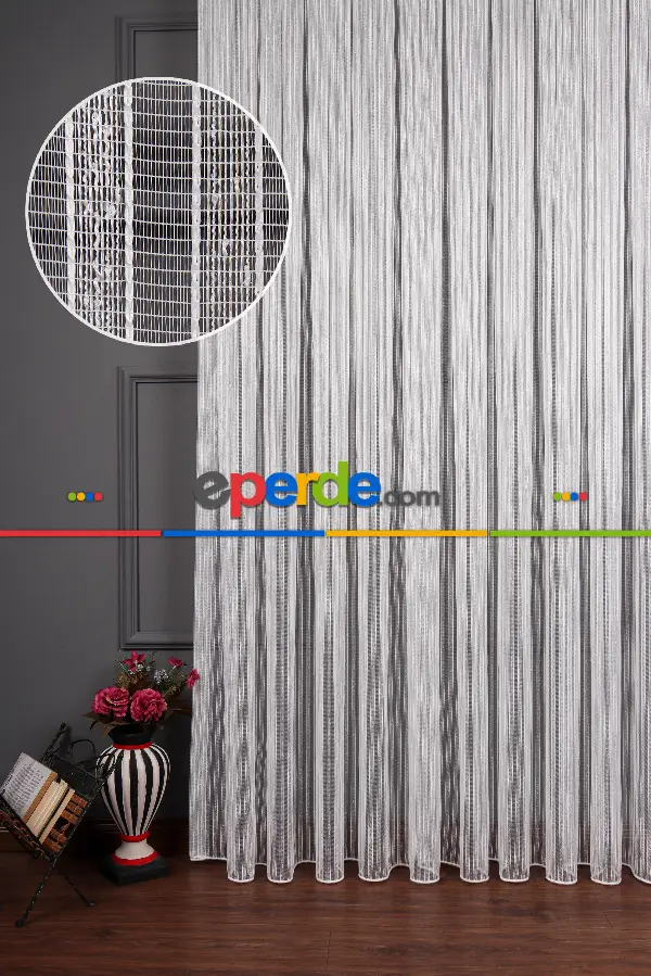 Salon Tül Modelleri - Şerit Keten Armür Düz Tül Perde Akdz 1028