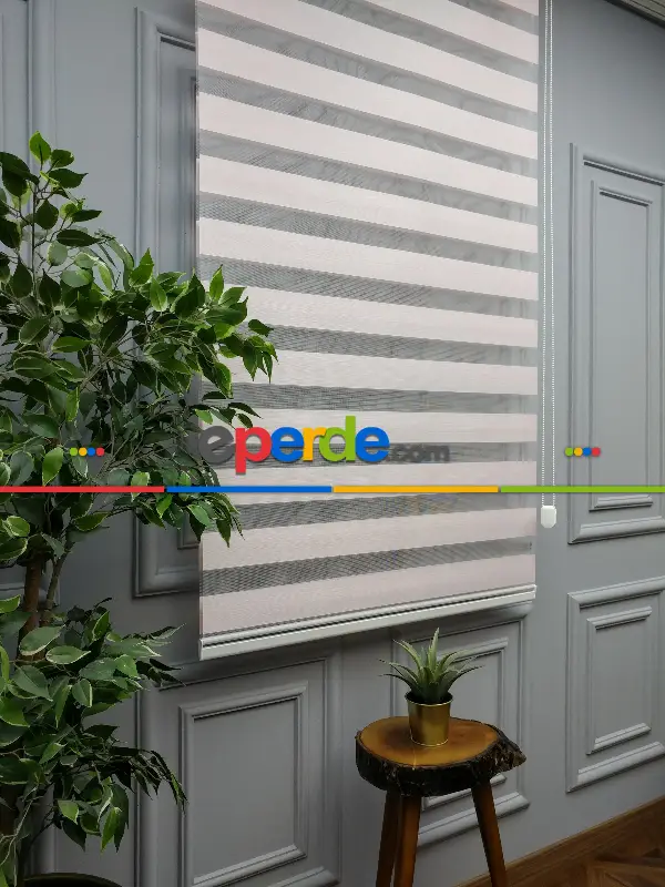 Salon Zebra Perde - 2021 Sezonu - Zebra Perde - Bambu Zebra Perde- Pembe Açık