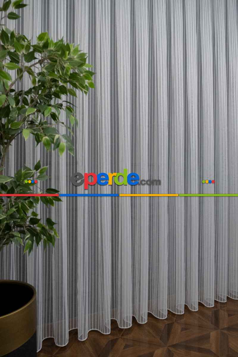 Mutfak - Çizgili Sim Çizgili Gümüş Metal Sim Çizgili Tül