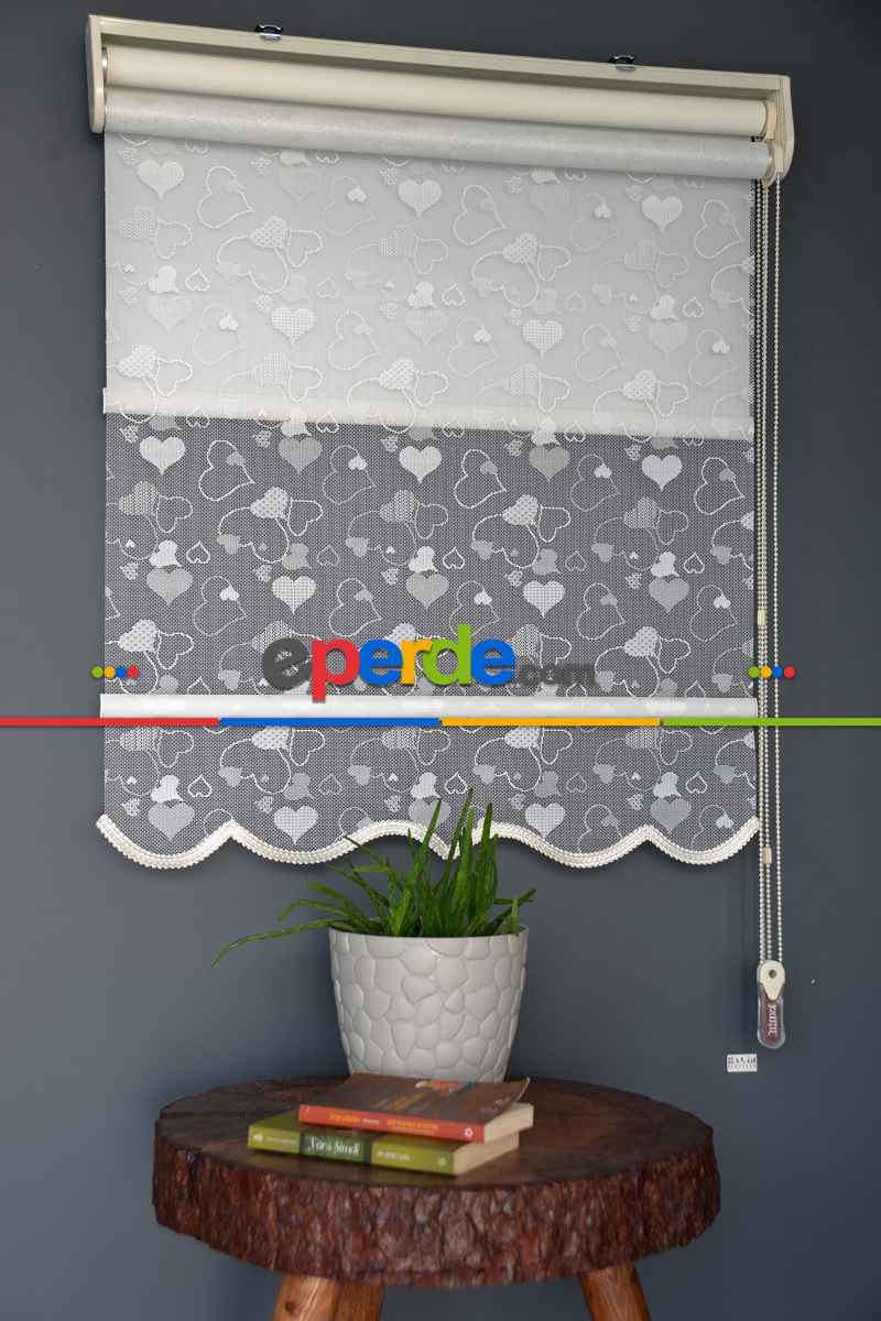 Halim Perdesan Dacuz-202 Beyaz Renk Etekli Veya Eteksiz Çift Mekanizmalı Tül Stor Perde