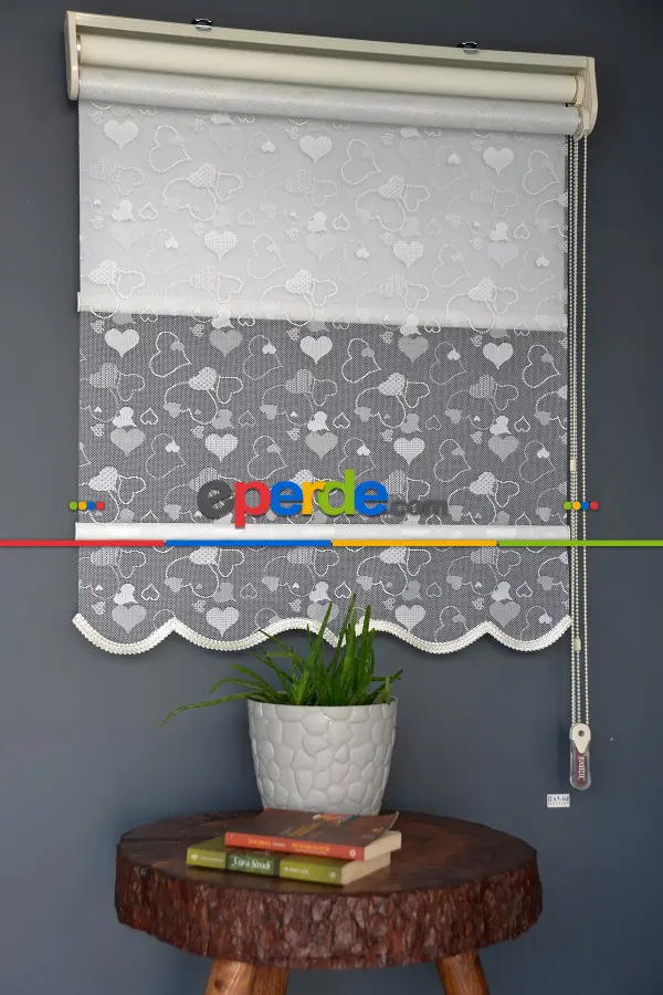 Halim Perdesan Dacuz-202 Beyaz Renk Etekli Veya Eteksiz Çift Mekanizmalı Tül Stor Perde