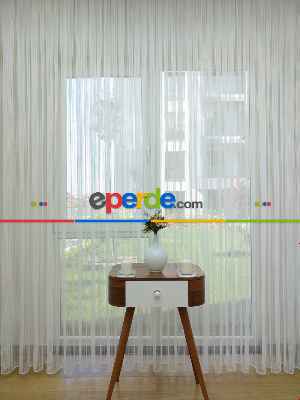 Brillant Zincir Desenli Düz Armür Tül Perde - Yüksek Gramajlı - (ütü Gerektirmez)- Ekru