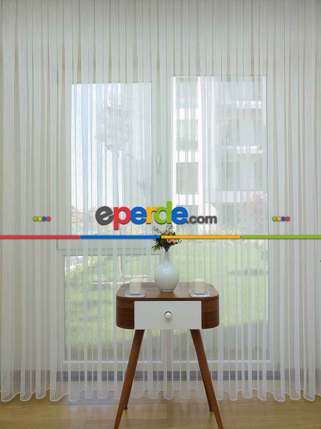 Brillant Zincir Desenli Düz Armür Tül Perde - Yüksek Gramajlı - (ütü Gerektirmez)- Ekru